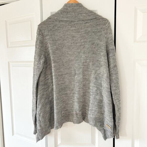 English Laundry Gray Open Front Cardigan Sweater Knit Drape Shawl Collar Medium - Picture 4 of 6